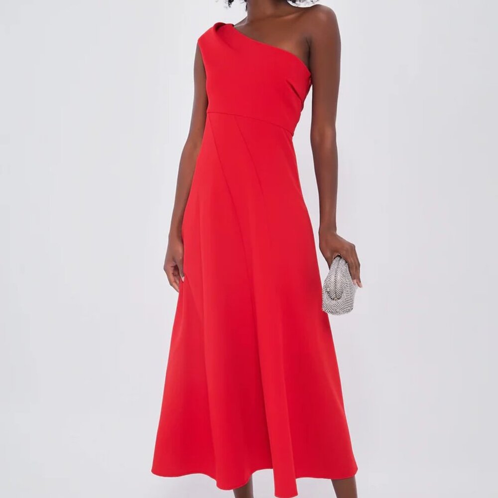 Tuckernuck One-Shoulder Red Midi Dress